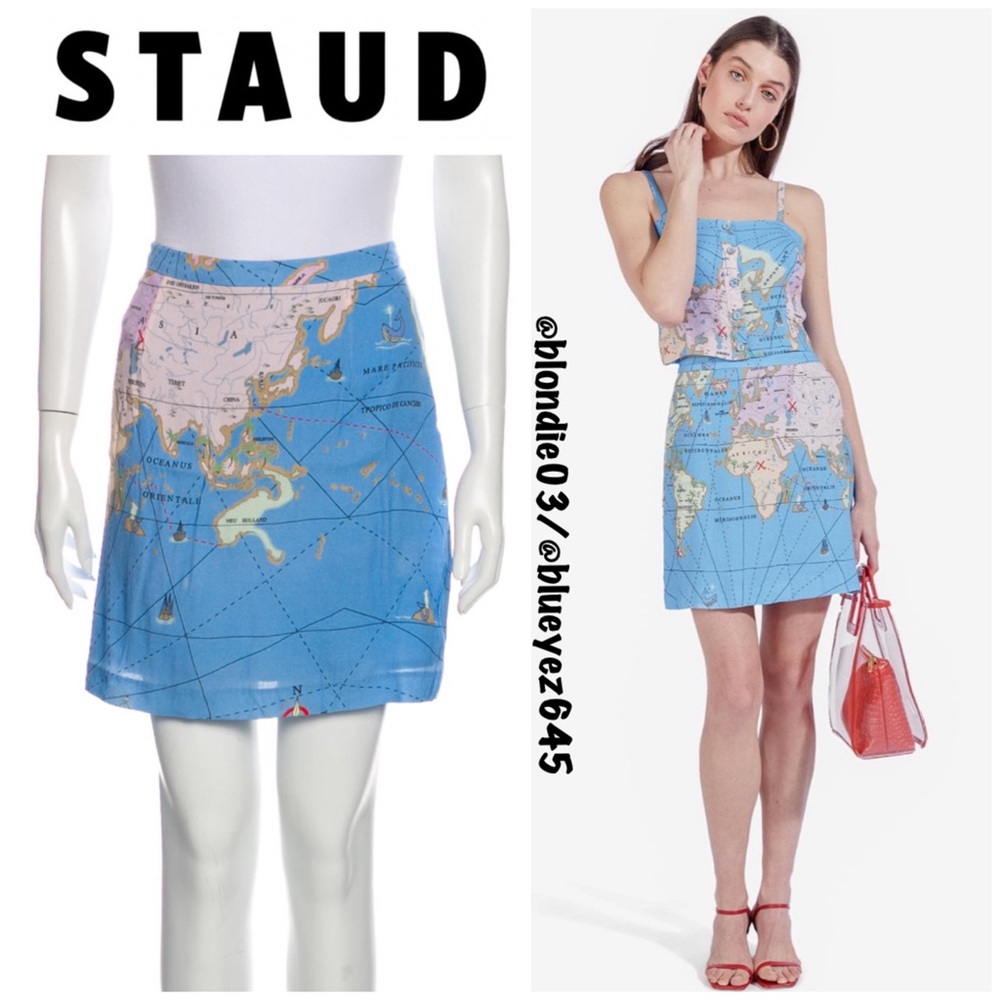 Staud “Cod” skirt map print 6